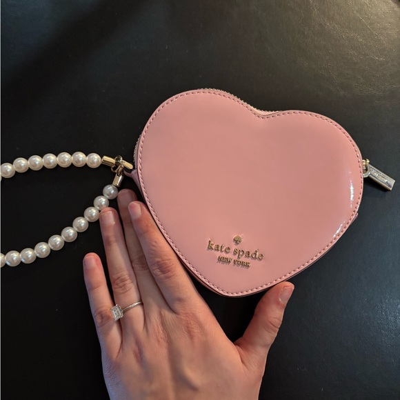 Kate Spade Blush Heart Wristlet with Pearl Handle - Picture 1 of 4
